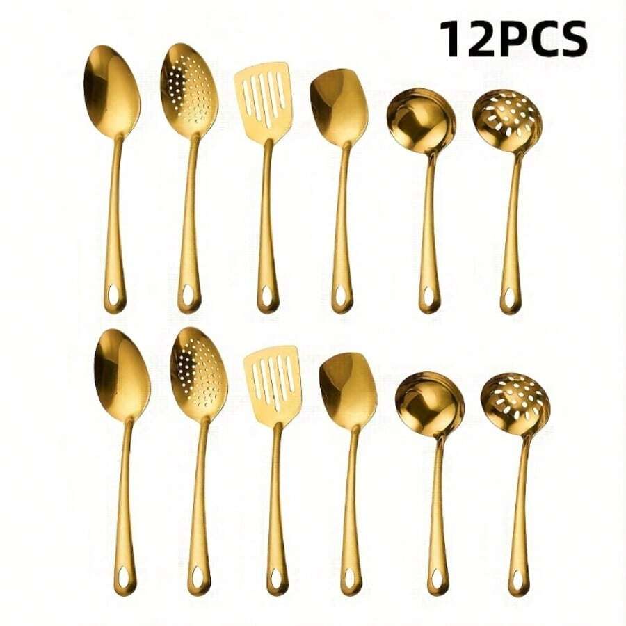 Stainless Steel Kitchen Set, Durable Kitchen Utensils, Gold-Plated, Cooking Set, Kitchen Equipment - View 1