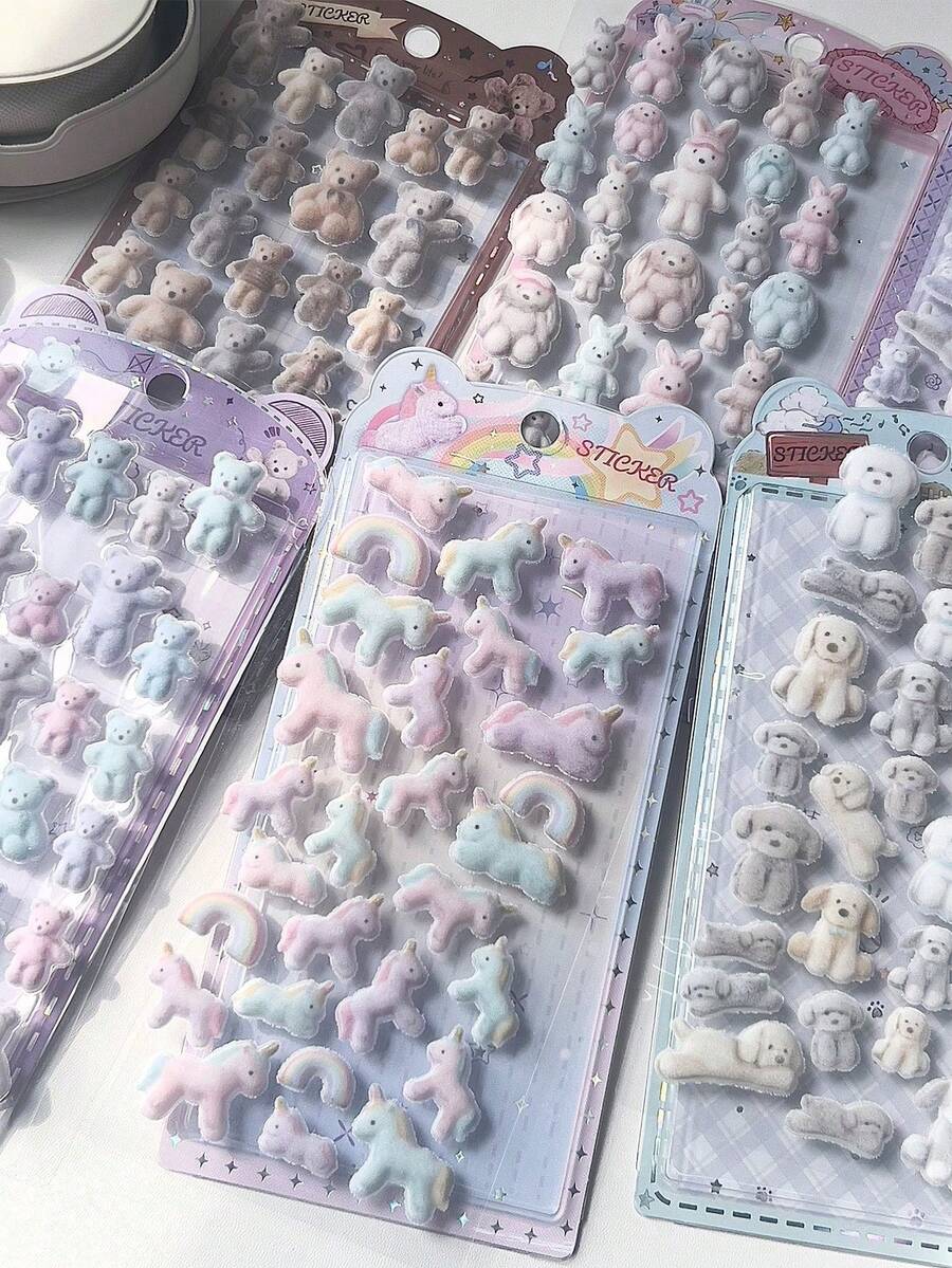 Dragon de Foc 3D în 8 piese, Dragon de Foc în 8 piese cu iepuraș și Kuma, Dragon de Foc în 8 piese cu relief, DIY Sakura Cloth Kking, Hokesu alternat, jurnal, autocolant decorativ, autocolant pentru schimb - Multicolor - Vizualizare 1