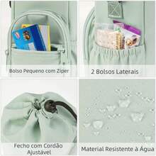 Bolsa Transversal Multifuncional Para Garrafa de Água Para Celular Chaveiro Viagem Com Alça De Ombro Ajustável CYC90718# - Preto - Visão 4