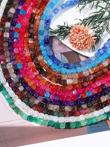Manik-manik Batu Warna-warni Persegi 8mm, Manik-manik Lepas Alami untuk Perhiasan DIY, Gelang, Kalung, dan Aksesoris Pembuatan Anting. - MultiWarna - View 8