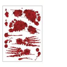 4Sheets37pcs-Halloween Window Stickers Easy To Tear And Stick No Trace Double-Sided Window Stickers-Blood Handprint Footprint, Matching Skull Ghost Pumpkin Head Bat Spider Web Patterns - Sticker - View 11