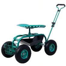 [Free Shipping] Rolling Garden Scooter Garden Cart Seat With Wheels And Tool Tray, 360 Swivel Seat,Green-XY187496 - Multicolor - View 7