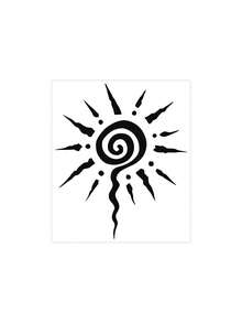 1pc Herbal Spiral Totem Sun Square Pattern Temporary Tattoo Sticker, Realistic Fake Tattoo Design, Suitable For Daily Bachelorette Party Favors, Music Festivals, Gaming, Graduation Gifts, Lasts 7-14 Days - Black - View 4