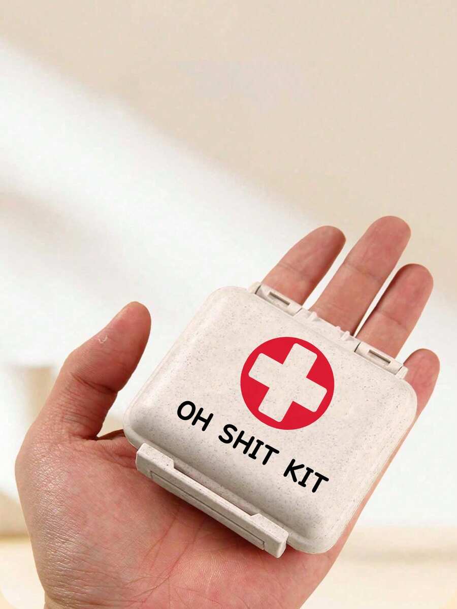 Mini 6-Compartment Portable Pill Box, Medicine Storage Box, Travel Pill Box, Printed With "My Pill Box" And Pill Pattern, 6-Compartment Small Pill Box, Sealed Pill Packaging Storage Box, 6-Day Weekly Pill Storage Box, Travel Essential Pill Box, Daily Vitamin Pill Box, Pocket Pill Box Storage Box, Exquisite Storage Box, Home Essential, Travel Essential - Multicolor - View 1