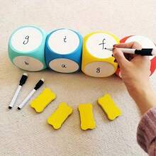 1 EVA Erasable Dice, Reusable, Solid Six-Sided Puzzle Dice With A Hand-Written Message Board, Fun Teaching Aid Includes An Eraser And Marker, Perfect For Daily Use In Schools And Offices, Helps Develop Math And English Skills, Back To School - Multicolor - View 5