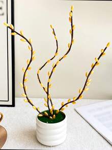1PC Bright Orange Beaded Artificial Flower Small Potted Plant, Fashionable Artificial Plant, Creative Artificial Plant Suitable For Wedding Events, Home And Office Desktop Decoration Ornament - Orange - View 3
