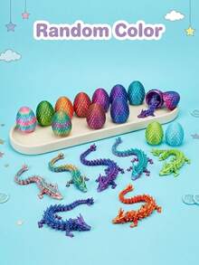 3D Printed Mini Crystal Dragon Egg Toy, Flexible Jointed Dragon Figure Set, Poseable Stress Relief Dragon With Egg, Colorful Gradient/Glow-In-The-Dark Sensory Toy, Popular Desktop Decor Ornament, Perfect Party And Birthday Gift For Kids And Teens, Halloween Gift (Dragon Egg 7cm + Crystal Dragon 13cm) - Multicolor - View 2