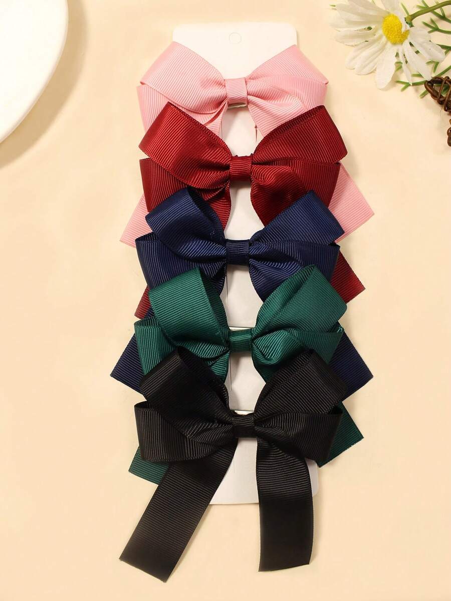 5pcs Girls Multi-Color Cute Bow Hair Clips Daily Holiday Decoration Hair Accessories - Multicolor - View 1