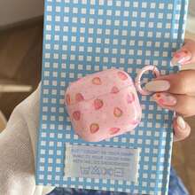 Love-Themed Pink Polka Dot Strawberry Earphone Case With Hanging Ring, Compatible With Airpods 4th Gen, Cute Earphone Cover Compatible With Apple 2nd Gen, 3rd Gen, New Protective Case With Pendant, Airpodspro 3, Korean Style Earphone Case, Pro 2, Girls Earphone Case Protective Cover - Pink - View 2