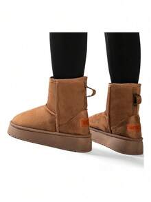 GETAC Botas Para Mujer Suela Plataforma Botín Peluche Térmico Glamour De moda casual Vintage Preppy De Pelito botin peluche Oficina Casa Exterior Gym y Fitness invierno - Camel - Ver 4