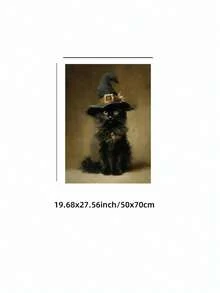 1 Stück rahmenloses Vintage-Wandkunst-Poster mit schwarzer Katze, Hexe, Gothic, Cottagecore, Dark Academia, viktorianischem Halloween-Stil, Muster für Wohnung, Wohnzimmer, Schlafzimmer, Studentenwohnheim, Partygeschenk, Raumdekoration, Wanddrucke, Vintage-Dekoration - rahmenlos - Übersicht 13
