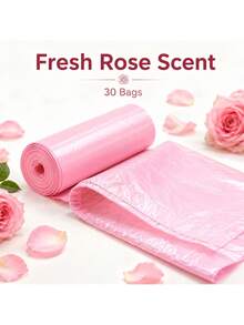 150pcs Pink Drawstring Trash Bags 45 X 45cm / 17.72 X 17.72in Plastic Rose Scented Small Bin Liners With Tie Handles And Tear Off Line Garbage Bags For Bathroom Kitchen Bedroom Office Living Room Small Trash Cans Daily Home Users - Pink - View 10