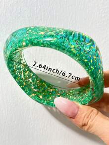 1PC Elegant Personalized Green Series Women's Bracelet, Material Is Resin, Can Be Given To Friends (Size Error 3mm/0.11 Is Normal) - Multicolor D - View 16