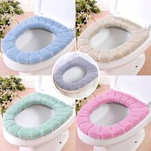 4/2/1pc Universal Thick Plush Toilet Seat Cover, Soft And Comfortable, Washable, Pumpkin Patterned Toilet Seat Cushion - Multicolor - View 1