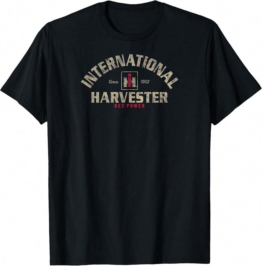 تي شيرت للبالغين للجنسين International Harvester Red Power - الأسود - مشاهدة 1