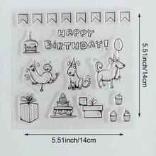 Birthday Party Clear Silicone Stamps Set, Happy Birthday Cake Balloon Gift Animal Transparent Rubber Stamps For DIY Scrapbooking, Card Making, Journaling, Photo Album Decor, Handmade Greeting Card Craft Supplies - Birthday - View 10