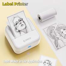 ORICO Desktop Label Printer, Mini Photo Printer, Portable Thermal Label Machine, Includes: 1-6 Rolls White Continuous Stickers/3 Rolls Color Continuous Stickers/3 Rolls White Label Stickers, Bluetooth Connection To Phone, Uses Thermal Paper Inkless Printing, Simple And Fast Operation, Suitable For School, Home, Office, Storage, Party Gifts. - Multicolor - View 3