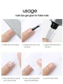 120pcs Full Coverage Short Square Soft Gel Nail Sticker Set, Full Coverage Pre-Shaped Fake Nails With Storage Box, Suitable For Home Manicure, Salon Tools And Supplies - Clear - View 6