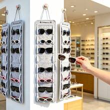 1pc - Hanging Felt Eyewear Storage Bag, Wall-Mounted 8-Slot Transparent Window Fashion Glasses Organizer, Fits Fashion Glasses, Shades, Prescription Glasses, Glasses, Sun Visor Glasses And More, Bedroom Closet Eyewear Organizer, Large Capacity Men/Women Eyewear Storage Container, Foldable Travel Eyewear Storage Bag - Grey - View 10