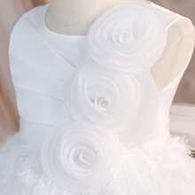 Young Girls' White Elegant Flowing Princess Dress, Suitable For Parties, Weddings, Birthdays, Formal Occasions, All Seasons - White - View 6