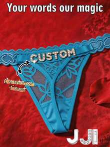 1 buah Lingerie Wanita dengan Huruf Kustom, Desain Eksklusif Unik, Hadiah Sempurna untuk Istri, Pacar di Hari Libur dan Hari Jadi - Baby Blue - View 6