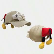 Disney 1件裝迪士尼 3D 米奇棒球帽，附耳朵與手套設計，可愛毛絨卡通帽，女款可調節遮陽帽，適合主題樂園之旅 - 多色 - 查看 6