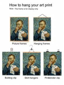 1pc 2D Flat Humorous Van Gogh Self-Portrait Toilet Paper Roll Wall Art Decor, Starry Night Style Humorous Bathroom Decor Poster, Frameless Modern Canvas Painting, Suitable For Bathroom, Toilet, Restroom, Home Decor, Bathroom Wall Decoration - Multicolor - View 6