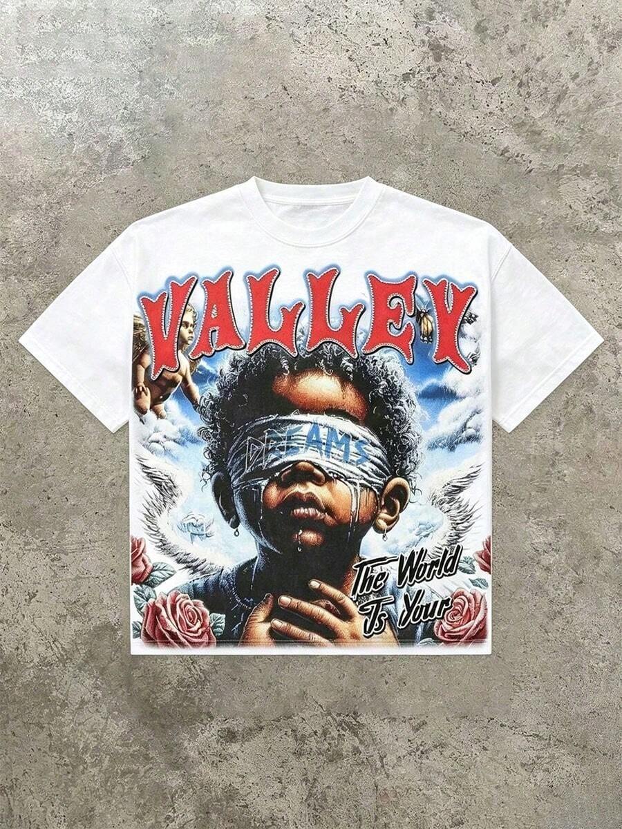 2000s Retro Printed Cotton T-Shirt Men 220gsm Casual - White - View 1