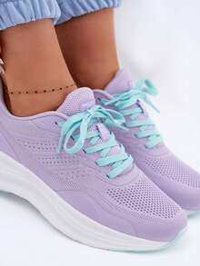 Bequeme Damen-Sportschuhe auf Plateau mit Memory-Schaum für Training und aktiven Lebensstil Gelirae Beige Lila - Violett - Übersicht 8