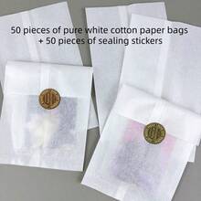 Pure White Cotton Paper Bag, Ice Bread Packaging Bag, Card Packing Material, Small Card, Planner Stickers Packaging Bag, Suitable For Wedding, Birthday, Baking, Soap Packaging, Lipstick, Gift Packaging, Handmade Crafts Packaging - Multiple Styles - View 7