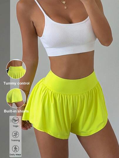 Aoqta Sports Women's Summer Casual Shorts, High Waist Tummy Control Athletic Shorts With Built-In Liner, Suitable For Sports, Fitness, Running And Daily Wear