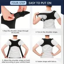 Correa de Soporte para Hombros - Corrector de Postura Unisex, Soporte Elástico para la Espalda, Postura Recta, Adecuado para Uso en el Hogar y la Oficina - A - Ver 4