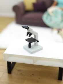 Adorno de microscopio binocular de simulación de casa modelo, accesorio decorativo de laboratorio de ciencia en miniatura, pequeña figura creativa de escritorio - modelo de microscopio - Ver 7