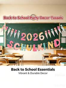 25pcs/1set First Day Of School Decorations, Home Classroom Office Party Supplies, Back To School Theme Bunting, Back To School Party Decor, Suitable For Classroom Party, Decorations And Student Back To School Gifts. Classroom Decor Teacher's Day Decoration Banner, Student Welcome Classroom Party Decoration, Campus Celebration Event Decoration - Back-to-school Decorative Curtains - View 1