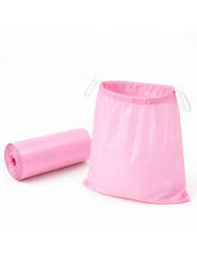 150pcs Pink Drawstring Trash Bags 45 X 45cm / 17.72 X 17.72in Plastic Rose Scented Small Bin Liners With Tie Handles And Tear Off Line Garbage Bags For Bathroom Kitchen Bedroom Office Living Room Small Trash Cans Daily Home Users - Pink - View 2