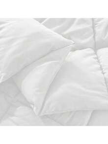 1pc Quilted Plaid Comforter, Warm & Breathable Microfiber Fill, Soft Duvet Insert With Corner Tabs, White, Suitable For All Seasons - White - View 6