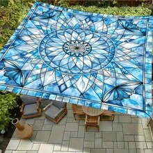 1pc Mandala Geometric Print Square Sun Shade Sail, Suitable For Yard, Pool, Villa Courtyard, Outdoor Leisure Area, Outdoor Sun Shade Sail, Beach Umbrella, Outdoor Sun Shade Cloth, Beach Canopy, Beach Tent, Patio Sun Shade, Outdoor Gazebo, Gazebo - Bohemia C - View 16