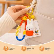 Miffy Lemon Summer Collection Figurine, Cute Rabbit Character ABS Mini Model, Kawaii Character Display Toy, Colorful Design, Creative Figurine Keychain And Bag Charm, Suitable For Backpacks, Car Keys And Collection - Orange - View 2
