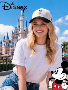 Disney 1件迪士尼官方授權正版米奇鼠刺繡棒球帽，可調節休閒帽，適合旅行、海灘、Y2K風格卡通返校帽 - 彩色 - 查看 1