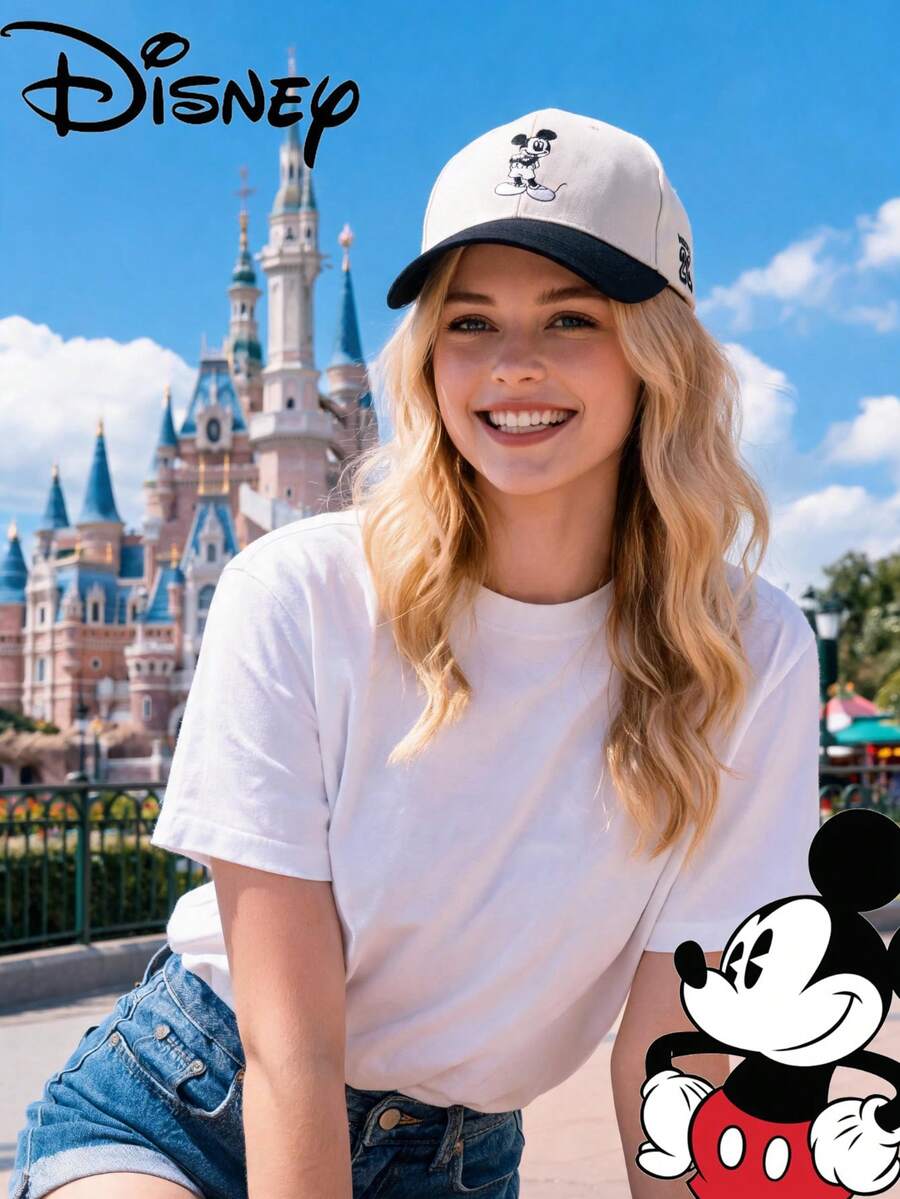 Disney 1件迪士尼官方授權正版米奇鼠刺繡棒球帽,可調節休閒帽,適合旅行、海灘、Y2K風格卡通返校帽 - 彩色 - 查看 1