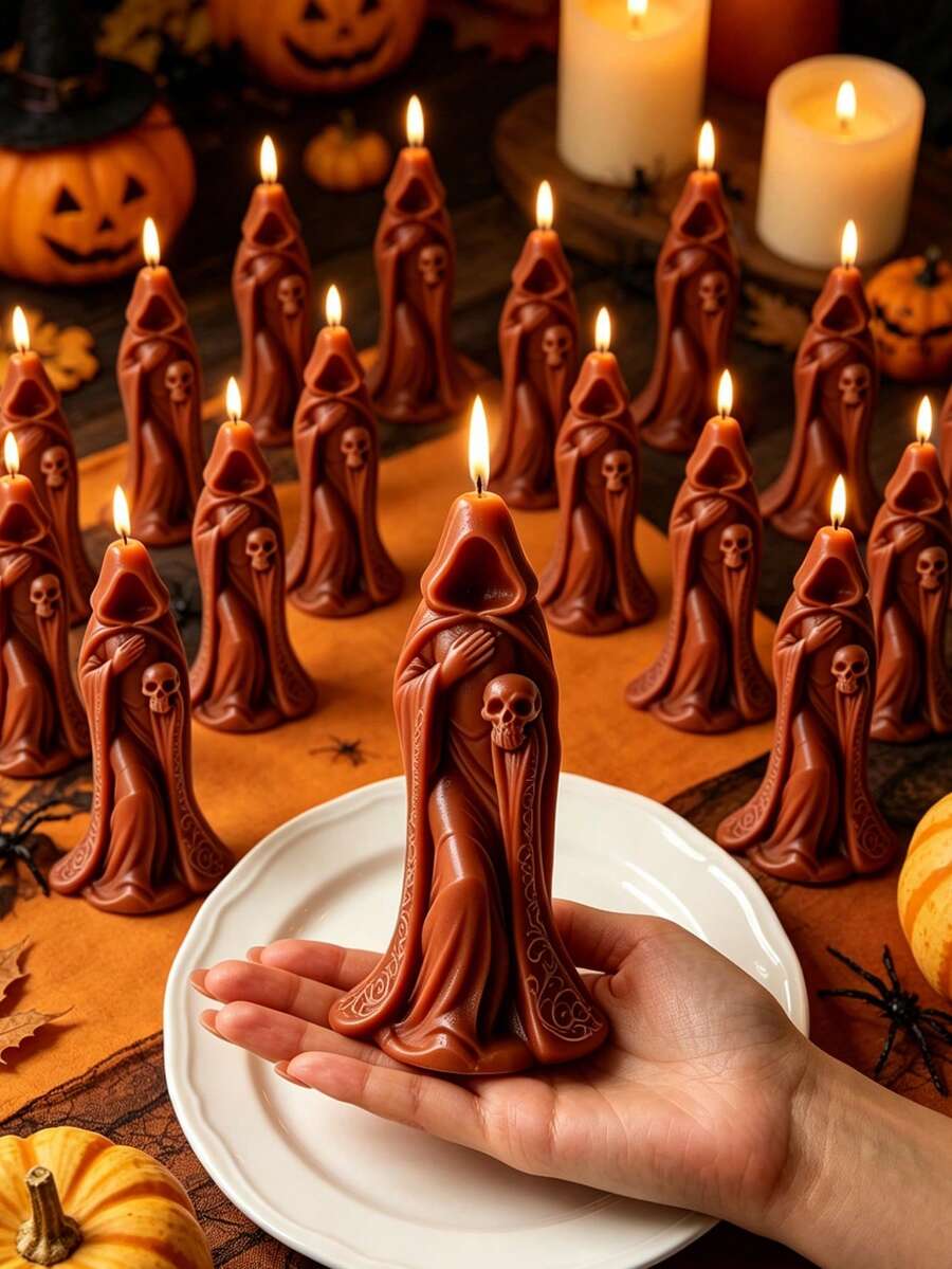 1pc Handmade Witch Aromatherapy Candle, Dark Gothic Style Decorative Candle, Novelty Craft Ornament For Indoor Home Styling, Halloween Scene Layout, Birthday & Festival Gift Candles - A - View 1
