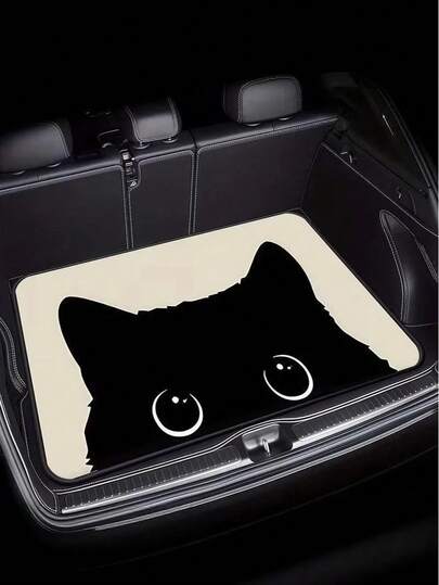 1pc Car Interior Decoration Printed Trunk Mat, Travel Essential, Suitable For Multiple Car Models, Decorate Your Car Interior With Cat Face And Paw Print Pattern, Enhance Car Interior Atmosphere And Keep Trunk Clean And Dry