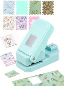 Perforadora de papel con borde de sello postal de 1x0.8 pulgadas para diario de chatarra y scrapbooking, perforadoras de manualidades apilables con diseño de recorte de alineación de precisión para hacer tarjetas - Verde claro - Verde medio - Ver 2