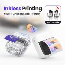 ORICO Handheld Tattoo Transfer Machine, Temporary Tattoo Transfer Machine, Mini Portable Tattoo Printer, Desktop Label Printer, Thermal Label Printer Compatible With Tattoo Printing And Label Printing, Includes: 10-110 Sheets Of Tattoo Transfer Paper + 1 Roll Of Label Stickers, Built-In Adjustable Paper Tray/Bluetooth Connection For Phone Use, Great Helper For Tattoo Artists And Tattoo Enthusiasts, Massive Free Patterns For You To Choose From. - Multicolor - View 7