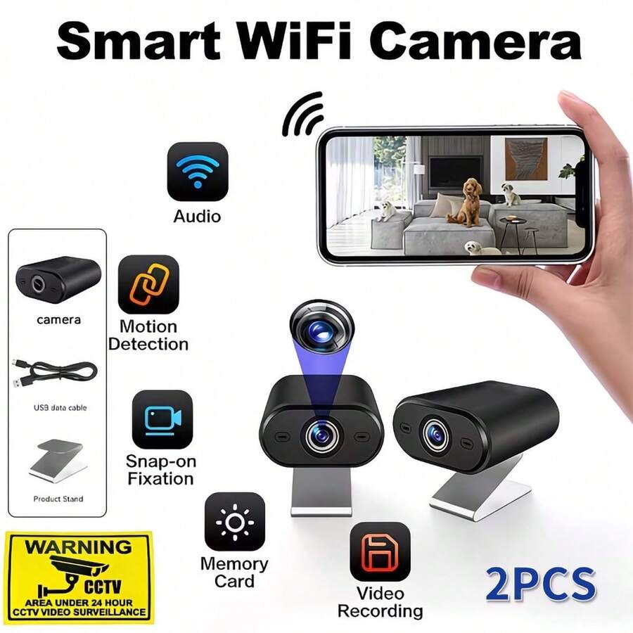 2K Mini Indoor Wireless Home Security Camera, Small Surveillance Camera, Compact Nanny Cam, Wide Angle Night Vision, Indoor/Outdoor Home Security WiFi Camera