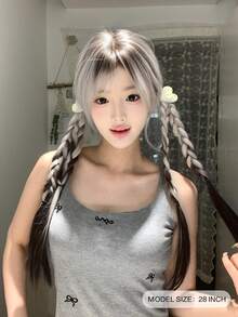 alicegarden 28英吋長合成假髮，自然直髮造型，迷人多色設計，附瀏海，適合女士日常、派對、Cosplay使用，自然耐用，適合送禮（不含配件） - 彩色 - 查看 2