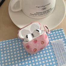 Love-Themed Pink Polka Dot Strawberry Earphone Case With Hanging Ring, Compatible With Airpods 4th Gen, Cute Earphone Cover Compatible With Apple 2nd Gen, 3rd Gen, New Protective Case With Pendant, Airpodspro 3, Korean Style Earphone Case, Pro 2, Girls Earphone Case Protective Cover - Pink - View 4