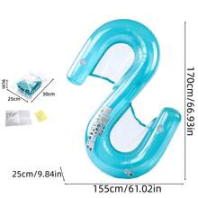 1pc S-Shaped Double Person Inflatable Pool Float, Breathable Mesh Backrest Foldable Couple Water Lounge Mattress, Anti-Tip Large Buoyancy Explosion-Proof Floating Bed, Waterproof PVC Floating Chair - Multicolor - View 12