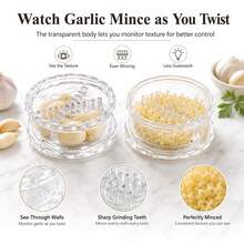Transparent Manual Garlic Twist - Multi-Functional Mincer & Grinder For Garlic, Onion, Ginger, Herbs, Nuts, Impact Resistant Kitchen Gadget & Home Accessory - White - View 4