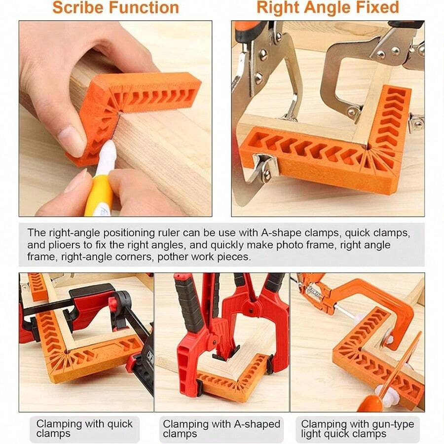 MIBORIL 90 Degree Right Angle Positioning Tool, 4 Inch 6 Inch Woodworking Right Angle Measuring Tool, Plastic Right Angle Ruler, Angle Ruler Fixator - Tool - View 1